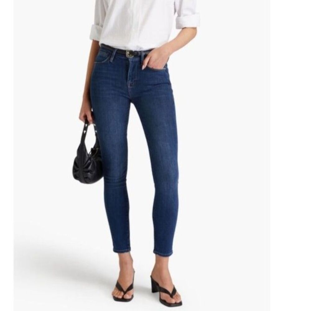 Frame Women's Le One Blue Denim High-Rise Ankle Length Skinny Jeans Size 2
